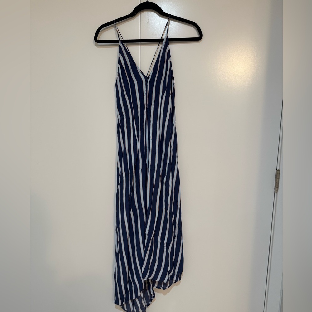 Topshop Navy and Light Blue Striped Dress